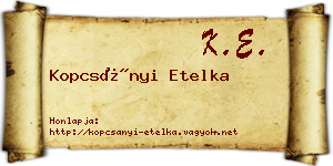 Kopcsányi Etelka névjegykártya